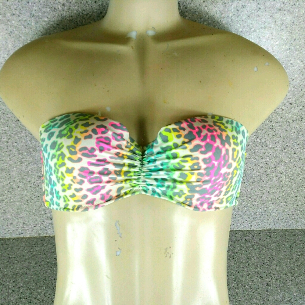Victoria's Secret Rainbow Cheetah Leopard Colorful Bikini Padded Size 36C Swim